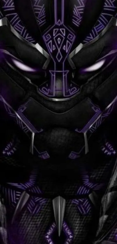 Mystical black and purple panther art design wallpaper.