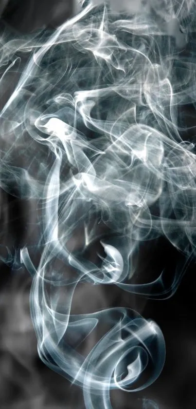 Mystical white smoke swirling on a black background.