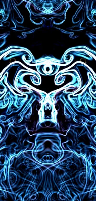 Mystical blue abstract art with intricate patterns.