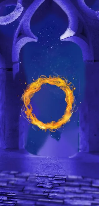 Enchanted blue scene with a flaming orange ring