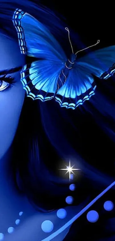 Mystical design with blue butterfly.
