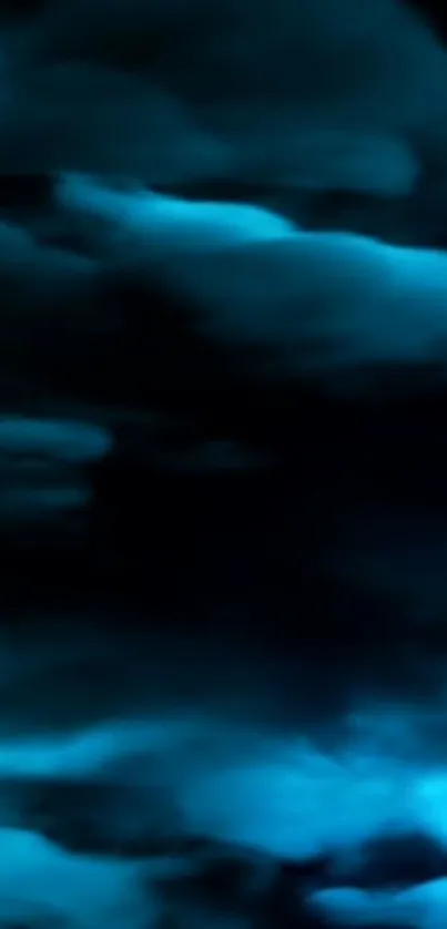 Dark cyan wallpaper with mystical blue clouds.