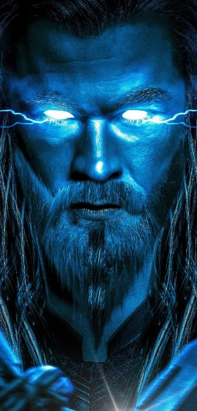 Blue warrior with lightning eyes wallpaper.