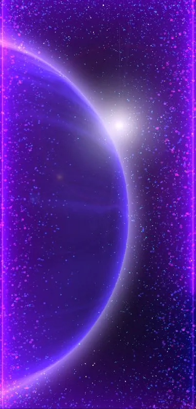 Dark blue planet with starry background wallpaper