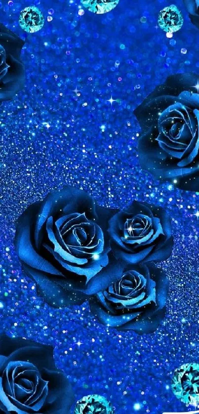 Beautiful blue roses with sparkling texture.