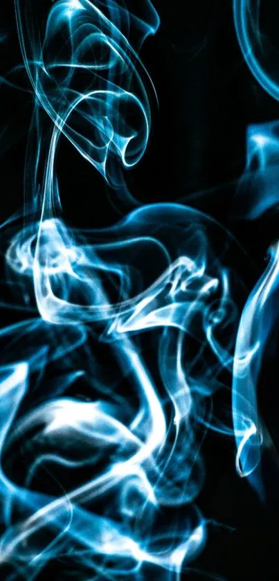 Dark background with artistic blue smoke abstract design.