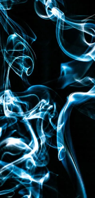 Mystical blue smoke swirling on a dark backdrop.