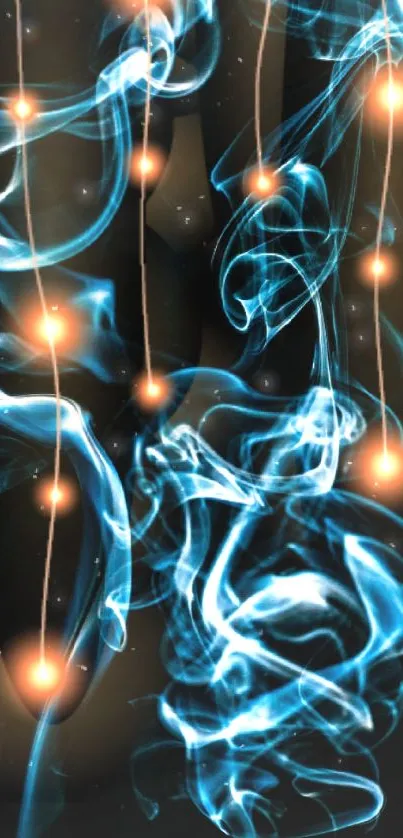 Mystical blue smoke art on dark background for mobile wallpaper.