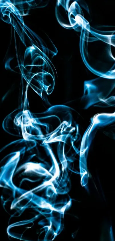 Mobile wallpaper with mystical blue smoke on a dark background.