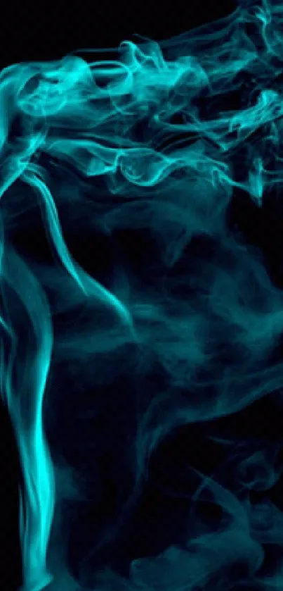 Stunning blue smoke swirling on a dark background, ideal for mobile wallpaper.