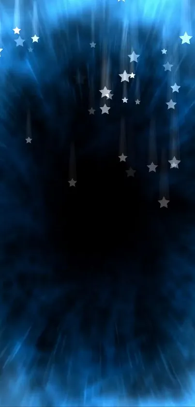 Mystical blue wallpaper with shimmering stars, perfect for a serene mobile background.