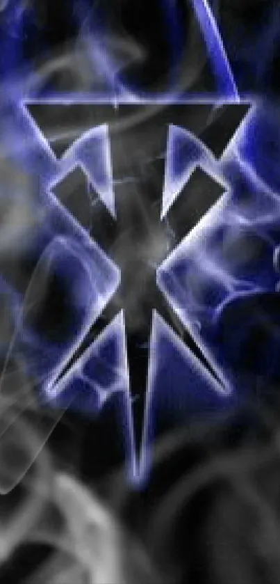 Mystical blue symbol on dark background wallpaper.