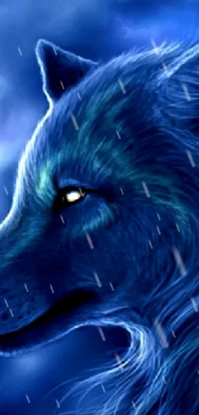 Enchanting blue wolf design wallpaper for mobile devices.