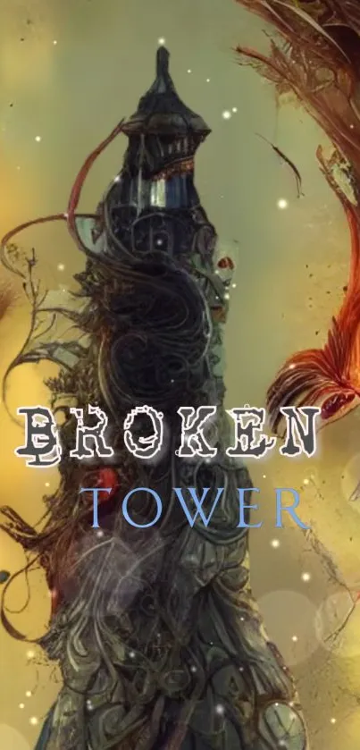 Mystical broken tower with vibrant details.