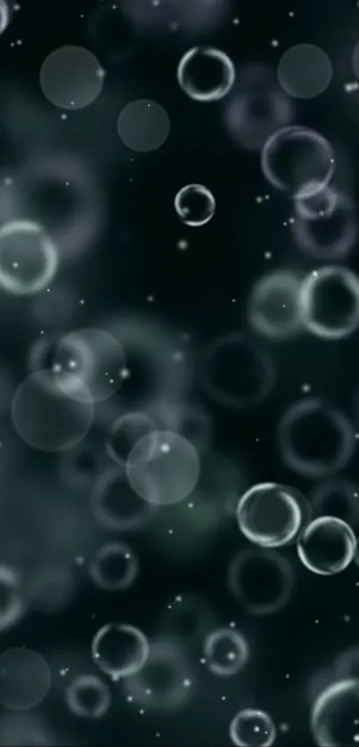 Dreamy bubbles on a dark background for a calming mobile wallpaper.