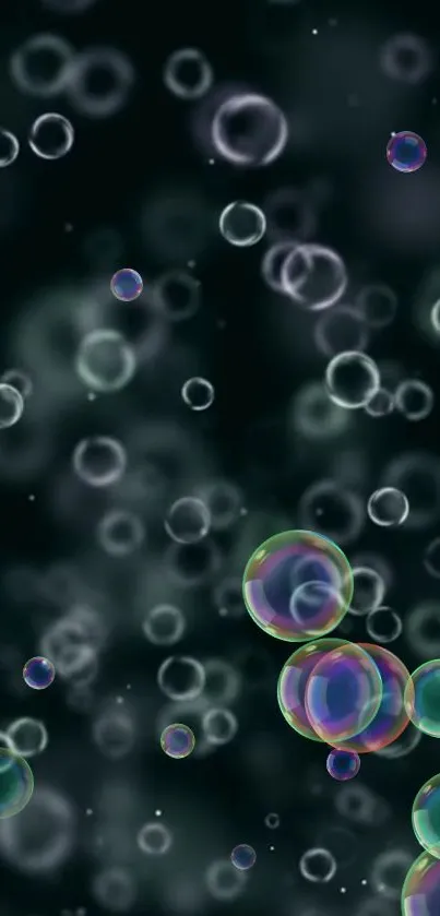 Mystical bubbles floating against a dark green background.