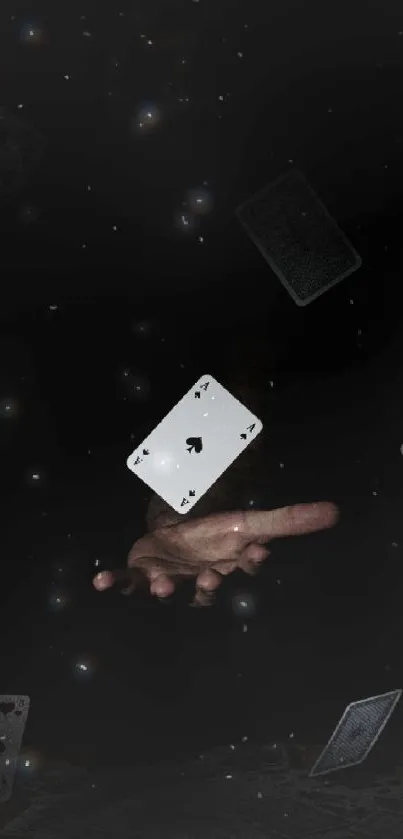 Floating playing cards against a dark background creating a mystical effect.