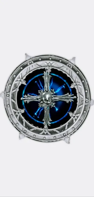 Mystical clock with blue aura design wallpaper.