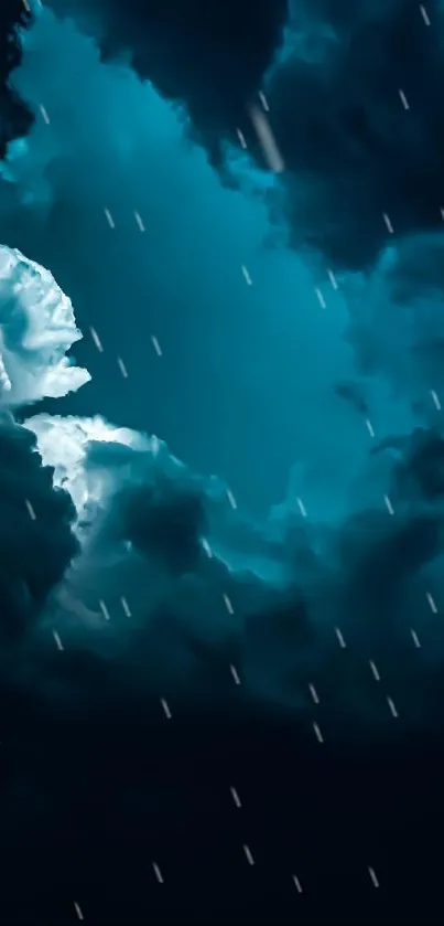 Teal-lit dark cloud mobile wallpaper.