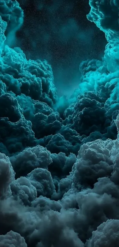 Mystical clouds against the starry night sky, creating a dreamy mobile wallpaper.