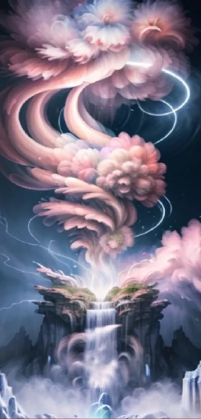 Fantasy landscape with mystical cloud formation and vibrant colors.