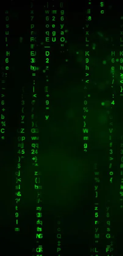 Matrix-style green digital code wallpaper for mobile.