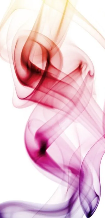 Colorful swirling smoke art on a white background.