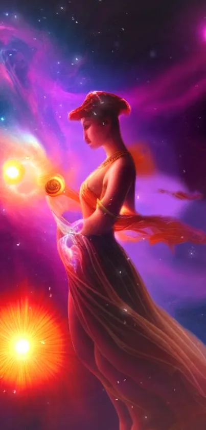 Mystical cosmic artwork with vibrant celestial themes.