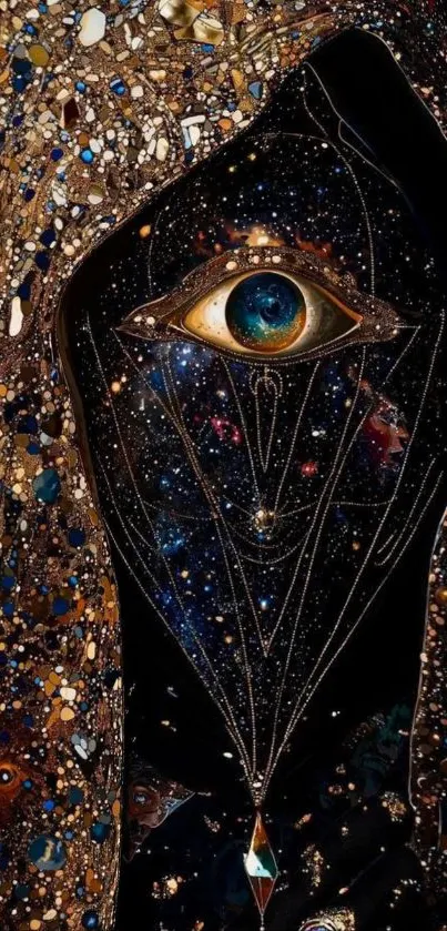 Abstract cosmic artwork with a mystical eye
