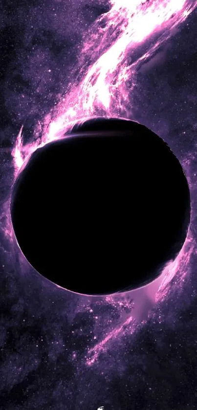 A vibrant purple cosmic sphere surrounded by glowing energy in space.