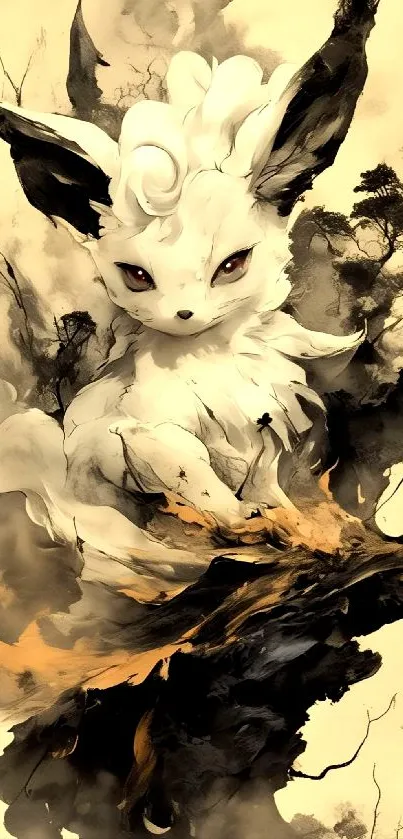 Mystical creature art in fantasy-themed mobile wallpaper.