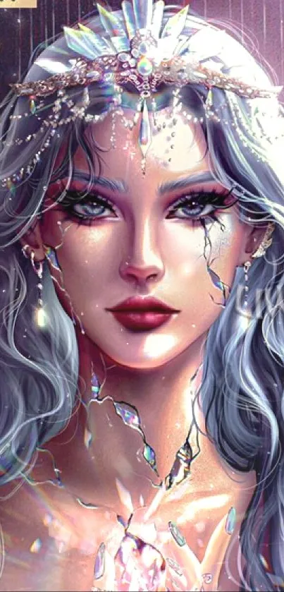 Stunning art of a crystal-adorned mystical princess with vibrant colors.