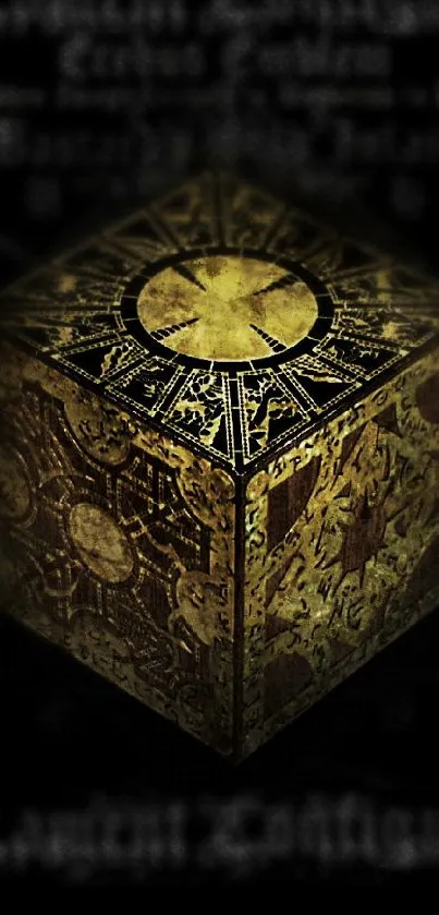 Mystical black and gold cube wallpaper for phones.