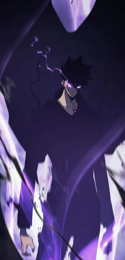 Mystical dark anime silhouette with purple energy.