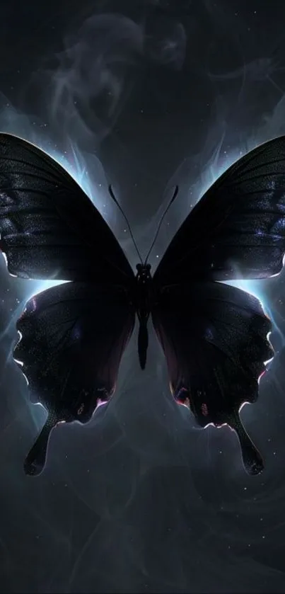 Dark mystical butterfly artwork with smoke effect.