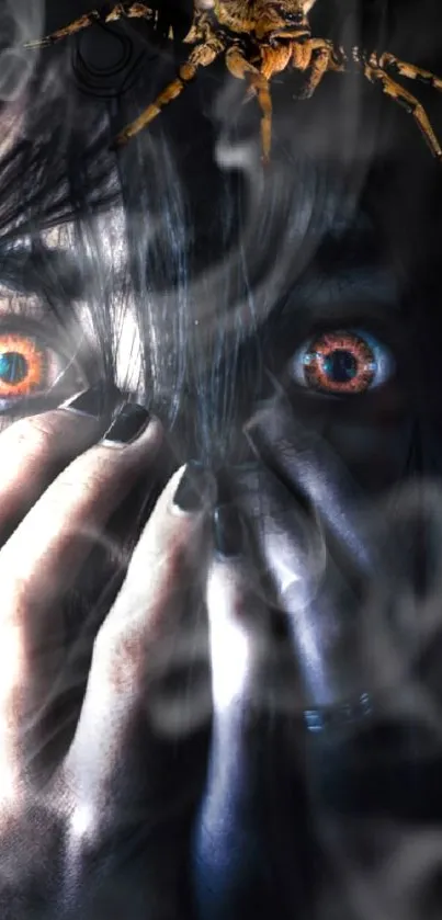 Mobile wallpaper with mystical glowing eyes in the dark.