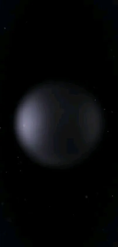 Dark cosmic orb on a black background with faint stars.