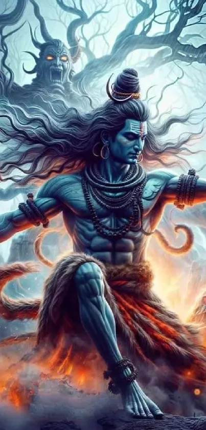 Vivid depiction of Lord Shiva with a spiritual and artistic design.