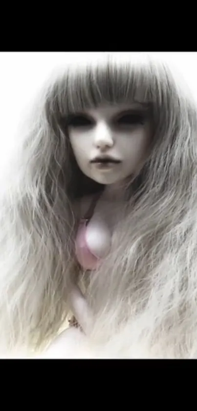 Ethereal doll with long hair, fantasy art design.