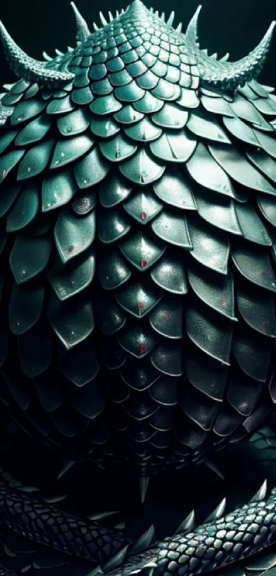 Intricately detailed dragon egg with mystical green scales and spikes.