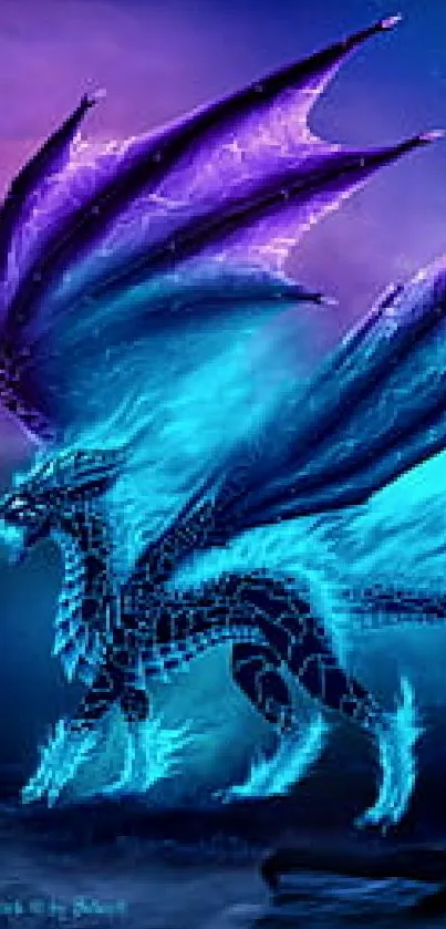 Fantasy dragon with vibrant blue and purple tones.