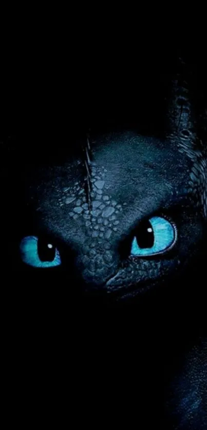 Dragon with blue eyes in dark background mobile wallpaper.