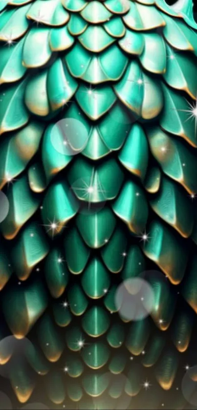 Intricate dragon scale pattern with teal green and sparkles.