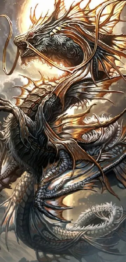 Intricate fantasy dragon in earthy hues.