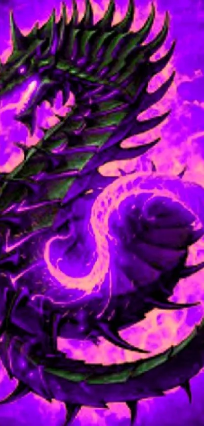 Vibrant purple dragon with mystical aura.