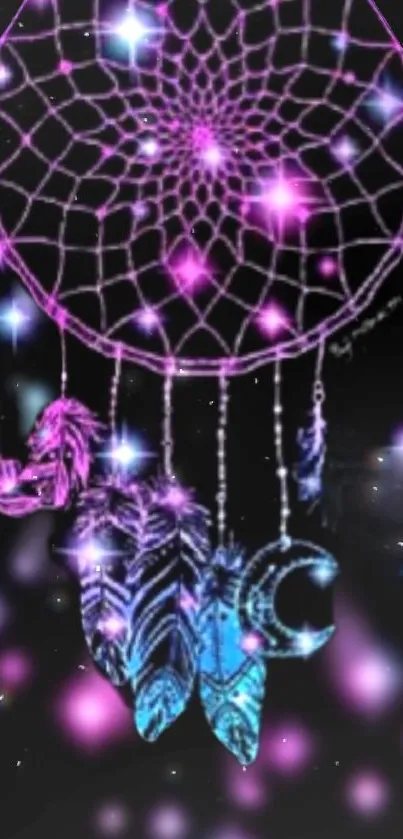 Dreamcatcher wallpaper with purple and blue cosmic design.