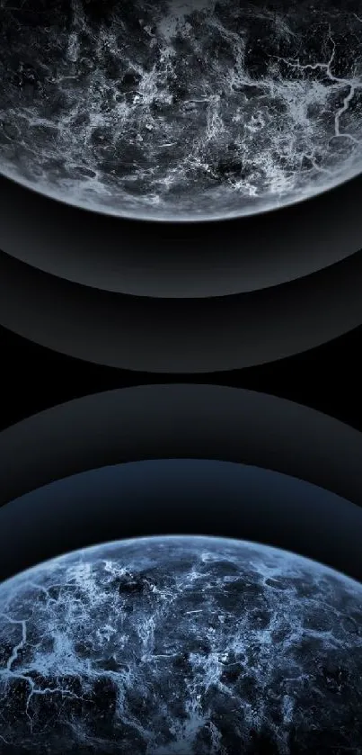 Dual moons on a dark cosmic background.