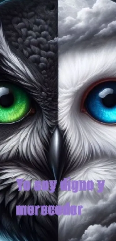 Dual owl artwork with mystical colors.