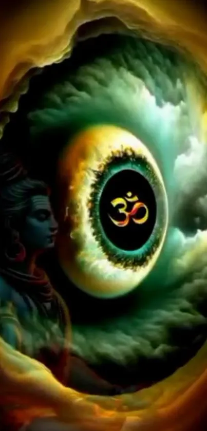 Mystical energy eye with spiritual symbol wallpaper