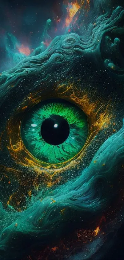 Abstract mystical eye in vibrant colors, perfect for phone wallpaper.